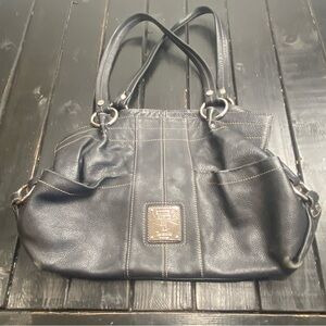 Tignanello Black Leather Shoulder Purse